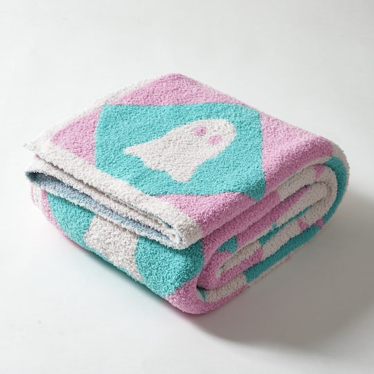 50" x 60" Pink & Mint Skull Throw Blanket by Ashland®